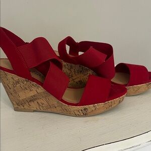 Red Wedge Sandals
